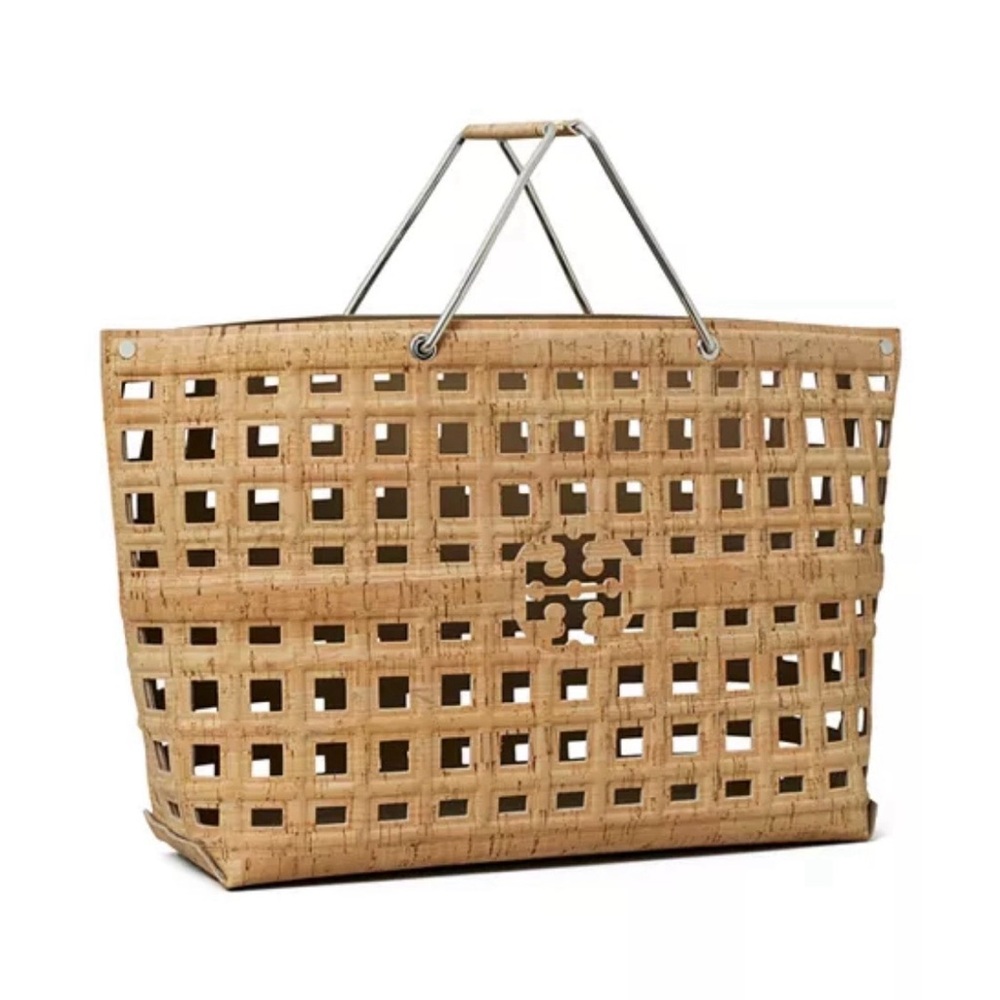 NWT Tory Burch Cork Shopping Basket, Sandy Soil